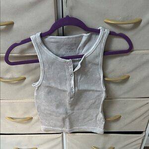 Zenana Outfitters Gray Ribbed Tank Top